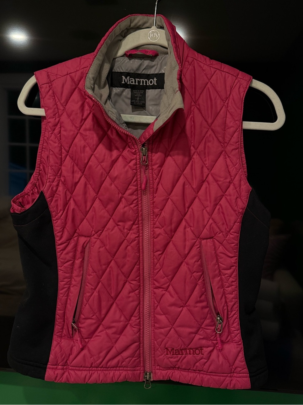 Marmot Quilted Raspberry Pink Vest with Black Side Panels
